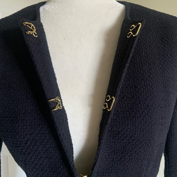 Michael Kors Blue Marine Blazer with Tailored Silhouette and Embellishments. - Picture 6 of 14
